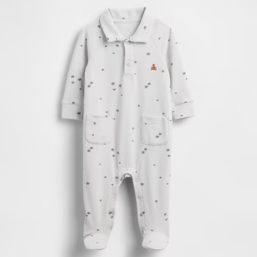 GAP White Star-Print Footed One-Piece